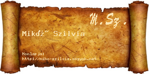 Mikó Szilvia névjegykártya